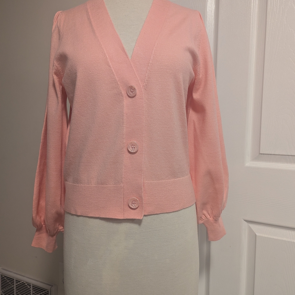 Joe Fresh Pink Cardigan Sweater Balloon Sleeves
